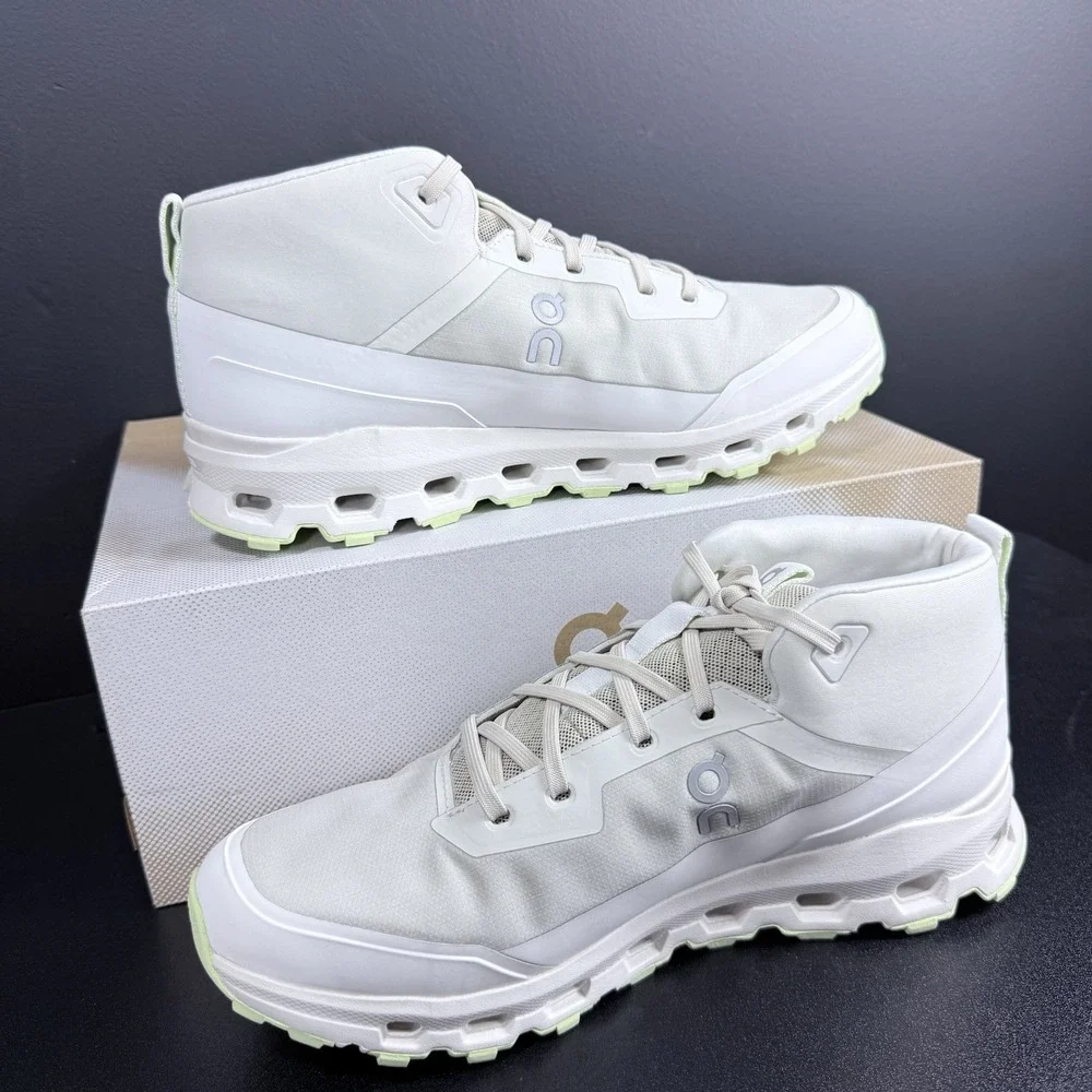 On Cloudroam Womens 10.5 Mid Boot Waterproof White Ice Limelight Green Shoes
